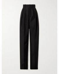 Saint Laurent - Hose Mit Weitem Bein Aus Grain De Poudre Aus Einer Woll-Mohairmischung Mit Falten - Lyst