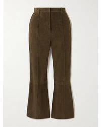 Victoria Beckham - Cropped Suede Flared Pants - Lyst