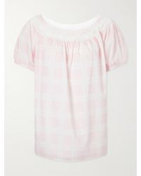Posse - Marilyn Lace-Trimmed Checked Cotton Blouse - Lyst