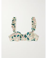 Agua Bendita - Net Sustain Kiwi Ruffled Floral-Print Recycled Underwired Bikini Top - Lyst
