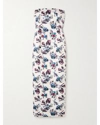 Emilia Wickstead - Laelia Genzianella Strapless Floral-Print Duchesse-Satin Midi Dress - Lyst