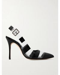Manolo Blahnik - Uxra 105 Patent-Leather And Pvc Slingback Pumps - Lyst