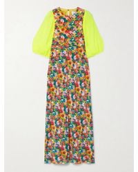 Les Rêveries - Floral-Print Silk Crepe De Chine And Georgette Midi Dress - Lyst