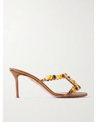 Aquazzura - Mystic Stone 75 Crystal-Embellished Leather Sandals - Lyst