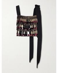 Carolina Herrera - Embellished Silk Double-Georgette Cropped Top - Lyst