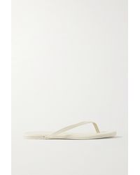 TKEES Solids Leather Flip Flops - White
