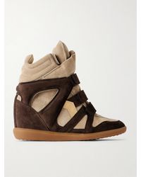 Isabel Marant - Bekett Leather-Trimmed Suede High-Top Wedge Sneakers - Lyst