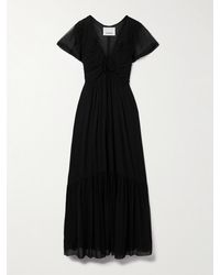 Isabel Marant - Agathe Tiered Gathered Silk-Crepon Maxi Dress - Lyst