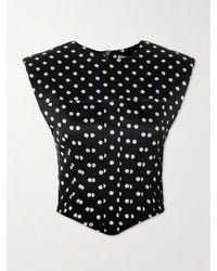 Ganni - Polka-Dot Recycled-Satin Corset Top - Lyst