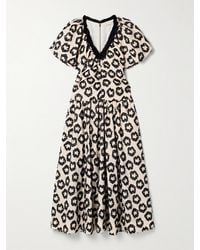 Ulla Johnson - Violeta Chiffon-Trimmed Ruched Fil Coupé Recycled-Faille Midi Dress - Lyst