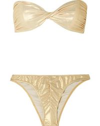 Lisa Marie Fernandez Alexia Geraffter Bandeau-bikini In Metallic-optik Mit Twist-detail - Mettallic