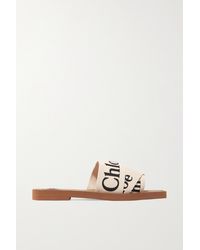 Chloé Woody Logo-print Canvas Slides - White