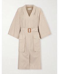 Dries Van Noten - Belted Striped Cotton Midi Dress - Lyst
