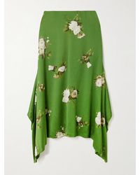 Erdem - Draped Floral-Print Crepon Midi Skirt - Lyst