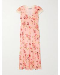 RIXO London - Clarice Lace-Trimmed Appliquéd Floral-Print Georgette Midi Dress - Lyst
