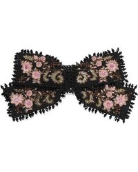 Etro Brosche Aus Crêpe Mit Blumenstickerei Und Zierperlen - Schwarz