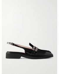 Roger Vivier - Viv Rangers Crystal-Embellished Leather Slingback Loafers - Lyst