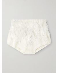 ShuShu/Tong - Feather-Trimmed Wool-Blend Shorts - Lyst