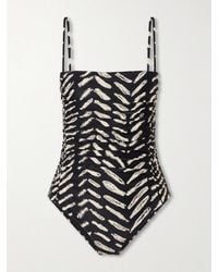 Johanna Ortiz - Whispering Tides Ruched Printed Recycled Stretch-Jersey One-Piece - Lyst