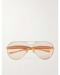Bottega Veneta - Sardine Aviator-Style-Tone Sunglasses - Lyst