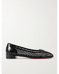 Christian Louboutin - Sweetie Jane 20 Patent Leather-Trimmed Fishnet Ballet Flats - Lyst
