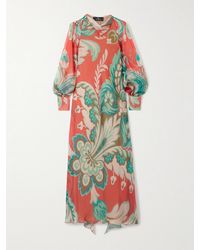 Etro - Draped Floral-Print Silk-Chiffon Maxi Dress - Lyst