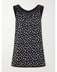 Posse - Danielle Floral-Print Lace-Trimmed Cotton Mini Dress - Lyst