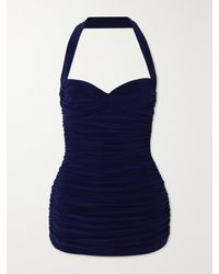Norma Kamali - Bill Mio Ruched Halterneck Swimsuit - Lyst