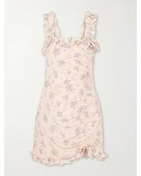 Alessandra Rich - Floral-Print Silk Mini Dress - Lyst