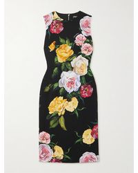 Dolce & Gabbana - Floral-Print Stretch-Silk Charmeuse Dress - Lyst