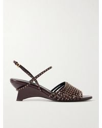 KHAITE - Drew Studded Glossed-Leather Sandals - Lyst