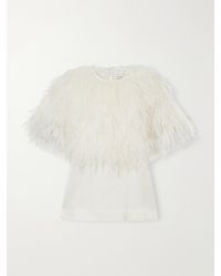 Loulou de Saison - Iona Feather-Trimmed Crepe Blouse - Lyst