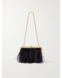 KHAITE - Lilith Feather-Trimmed Satin Shoulder Bag - Lyst