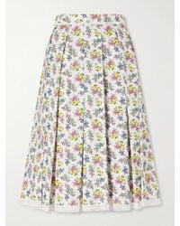 Dolce & Gabbana - Pleated Floral-Print Cotton-Poplin Midi Skirt - Lyst