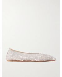 Le Monde Beryl - Luna Crystal-Embellished Leather-Trimmed Mesh Flats - Lyst