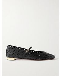 Aquazzura - Amourose Cutout Leather Ballet Flats - Lyst