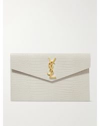Saint Laurent - Uptown Croc-Effect Leather Pouch - Lyst