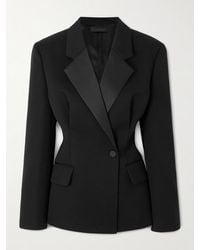 Lanvin - Doppelreihiger Blazer Aus Wolle Mit Satinbesatz - Lyst