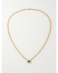Alison Lou - Bezel Basket Kette Aus 14 Karat Mit Smaragd Und Emaille - Lyst