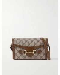 Gucci - Horsebit 1955 Leather-Trimmed Printed Coated-Canvas Shoulder Bag - Lyst