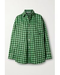 Alexander Wang Oversized Gingham Denim Jacket - Green