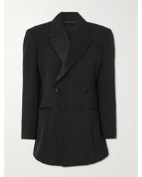 Givenchy - Double-Breasted Silk-Blend Satin-Trimmed Wool-Twill Blazer - Lyst