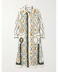 Agua Bendita - Net Sustain Frida Embellished Embroidered Linen Maxi Shirt Dress - Lyst