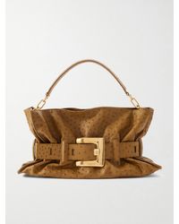 Balmain - Anthem Schultertasche Aus Leder Mit Straußeneffekt Mit Schnalle - Lyst