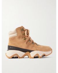 Sorel - Kinetic Impact Conquest Plus Leather And Canvas-Trimmed Suede Ankle Boots - Lyst