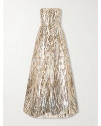 Elie Saab - Strapless Belted Sequin-Embellished Tulle Gown - Lyst
