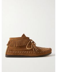 Isabel Marant - Felsa Fringed Tasseled Leather-Trimmed Suede Ankle Boots - Lyst