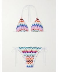 Missoni - Mare Striped Metallic Crochet-Knit Triangle Bikini - Lyst