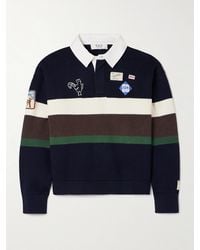 Sea - Arther Appliquéd Striped Cotton And Cashmere-Blend Polo Sweater - Lyst