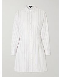 Theory - Striped Cotton-Blend Poplin Mini Dress - Lyst